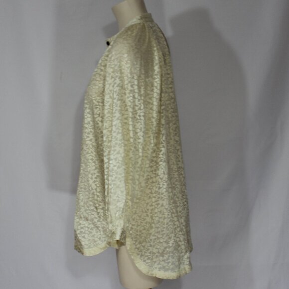 Anthropologie Susanna Burnout Velvet Button down Maize Yellow Gold Blouse Large - Picture 4 of 10